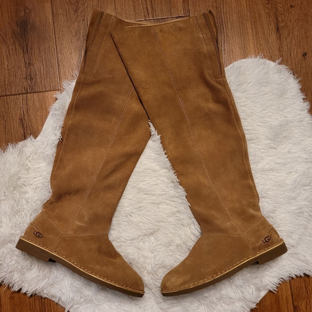 UGG Over-the-Knee Suede Boots in Chestnut Brown